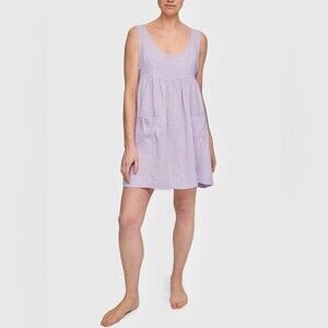 The Sleep Shirt Pocket Nightie Iris Washed Linen L NWOT